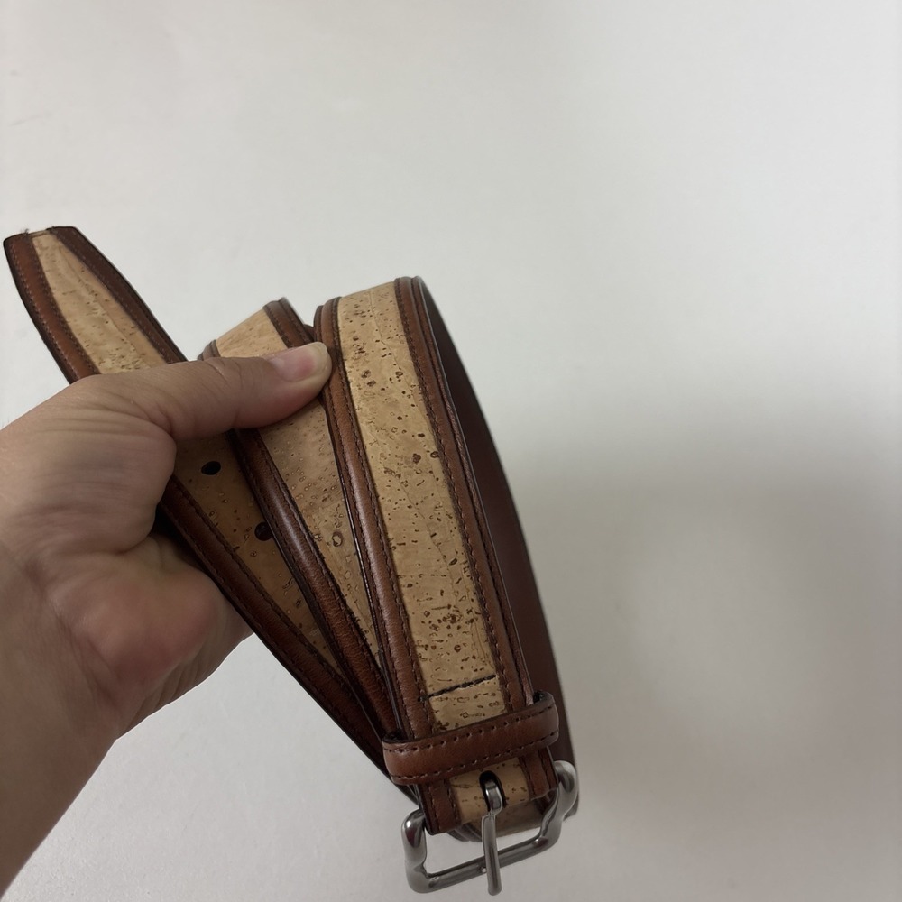 TORINO Mens Dress Belt Size 44 made in USA Genuine Natural Cork